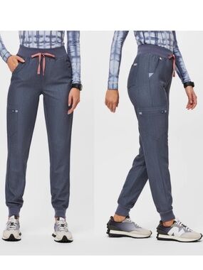 FIGS Zamora Jogger Scrub Pants Women's Size 3XL Petite in Heather Denim - EUC!